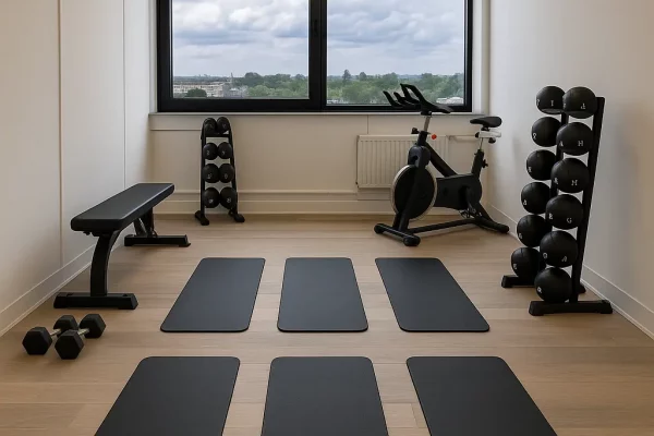 Gym with fitness equipment at St Clare House, Ipswich