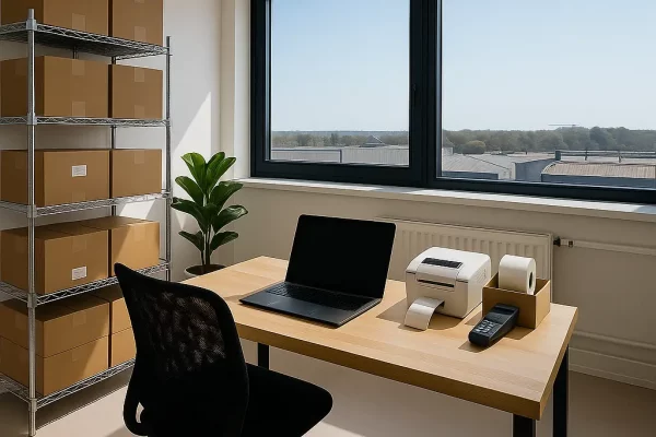 E-commerce office with storage and packing desk at St Clare House, Ipswich